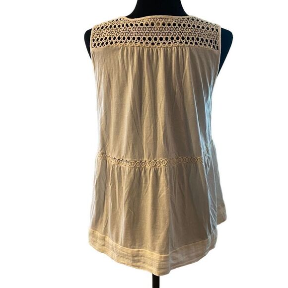 Ann Taylor Loft Ivory Crochet‎ Insert Sleeveless Top - Picture 4 of 10
